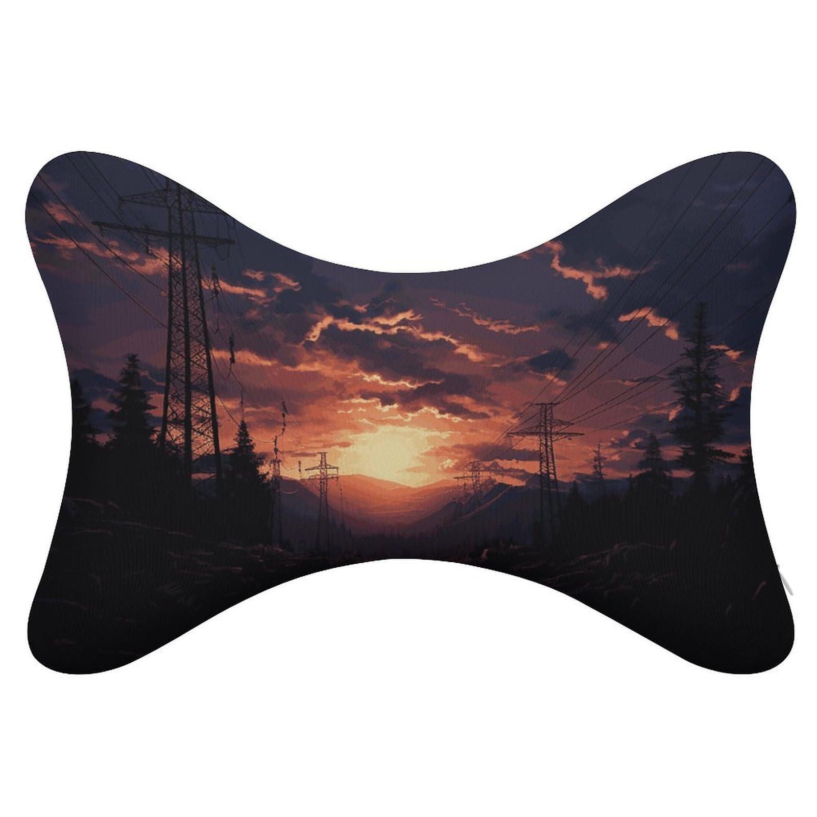 JTREHY - Dog Bone Shaped Car Neck Pillow Headrest Neck Back Chiropractor Adjustable Strap Sofa Lounge Chair for Car Seat