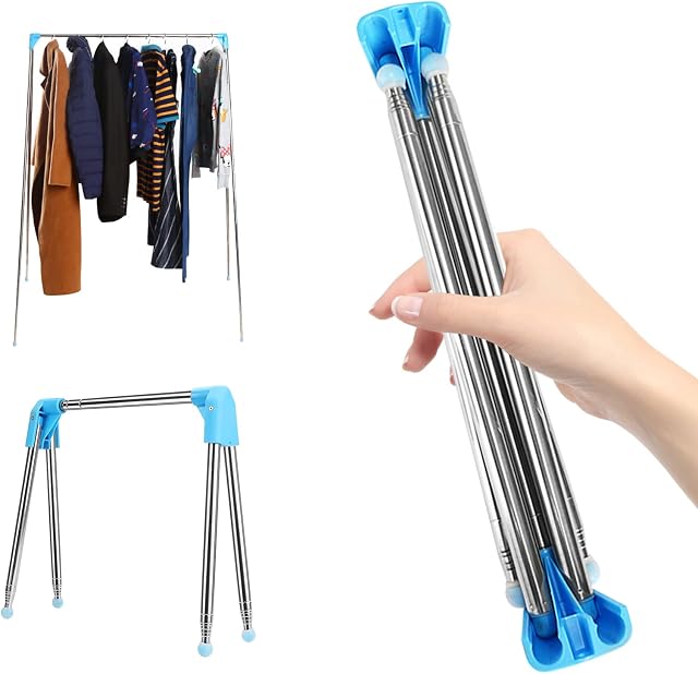 Portable Travel Garment Rack, 13-28inch Retractable Clothes Drying Rack, Collapsible Floor Stand Clothes Hanger, Clothes Rack for Home Laundry Camping Travel Outdoor