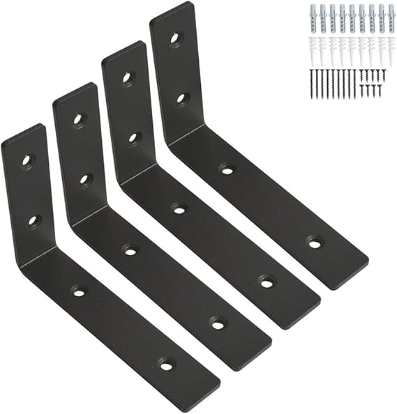 6 Inch Shelf Brackets, Wall Shelf Bracket L Shape 4 Pcs,Industrial