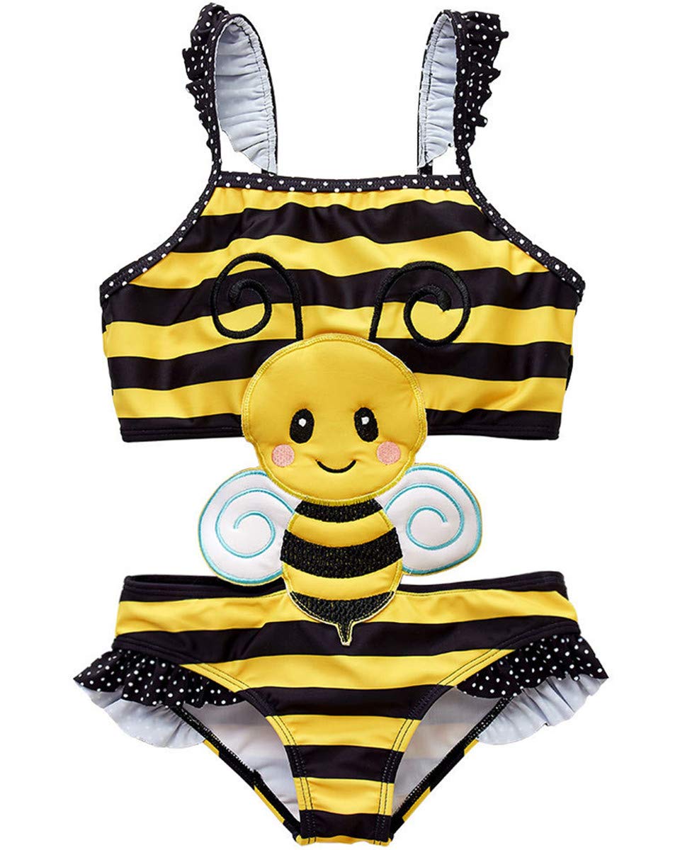 Baby Kid Girl Toddler One Pieces Polka Dots Cute Bee Ladybug Owl Swimsuits Tankini Swimwear 3T