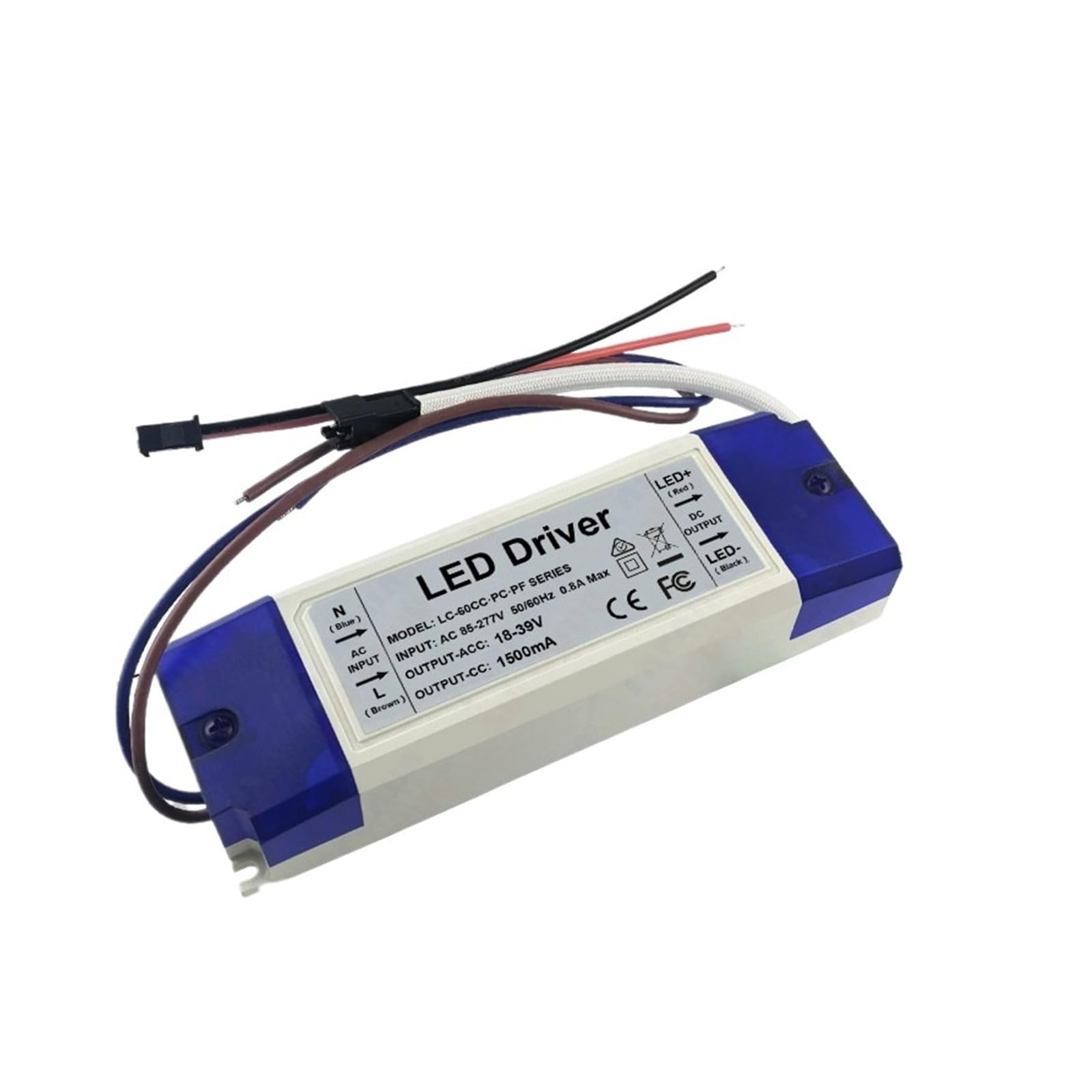 PWANUIGTE 40W 50W 60W LED Driver Constant Current 450mA 600mA 900mA 1200mA 1500mA 1800mA 2100mA Power Lighting Transformer(1500mA 18-39V PC)