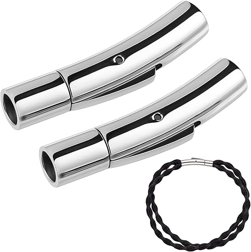 EXCEART Tapas de cordón para pulsera con hebilla de acero inoxidable para cuerda de cuero de 0157in 2 unidades