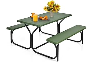 MEDIMALL Outdoor Plastic Picnic Table for Garden, Backyard, and Camping