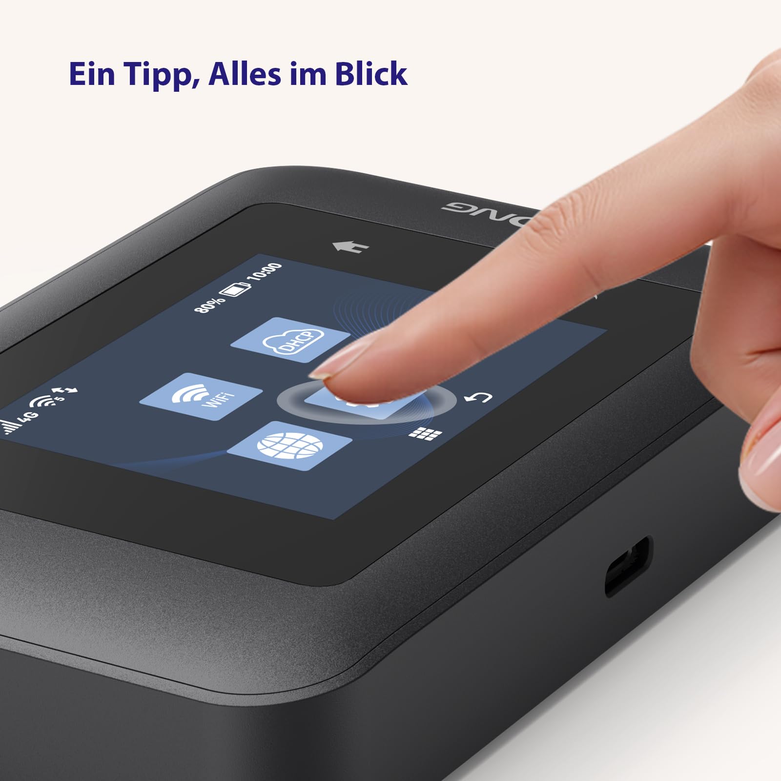 STRONG 4G+ AIRSPOT 520 Mobiler WLAN Router mit SIM Steckplatz, 4G+ LTE CAT6 300 Mbit/s DL, WLAN AC900Mbit/s, Tragbarer WiFi Hotspot, Farbdisplay, für bis 16 Geräte, 2500 mAh Akku, USB-C Anschluss