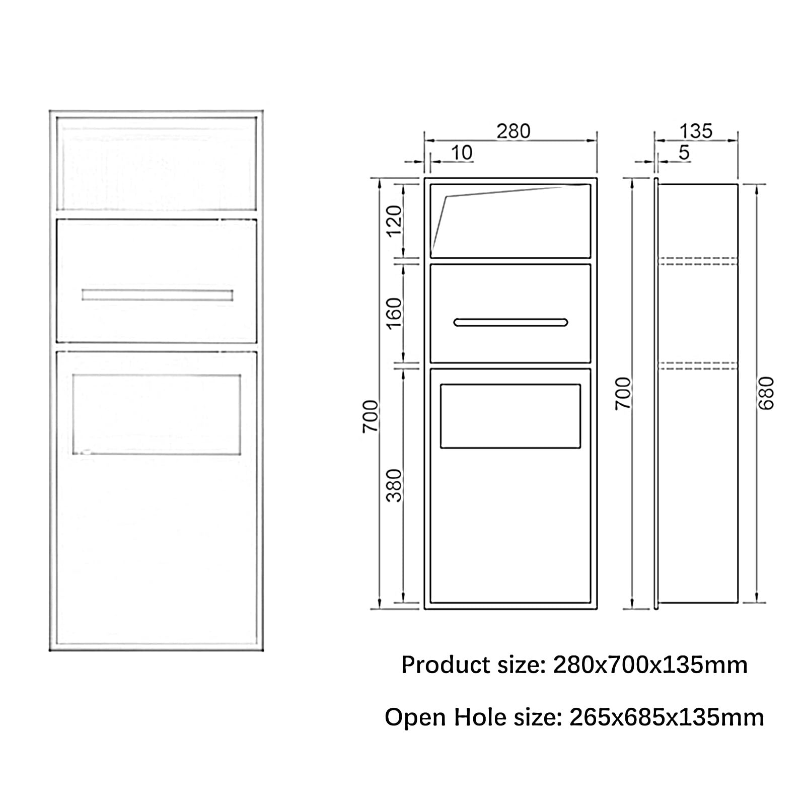 Edelstahl-Duschregal mit integriertem Mülleimer, wasserdichter Badezimmer-Nizer für Toilettenpapier, Shampoo und Toilettenartikel, Grau, 28 x 70 x 1 – Heimwerkerbedarf
