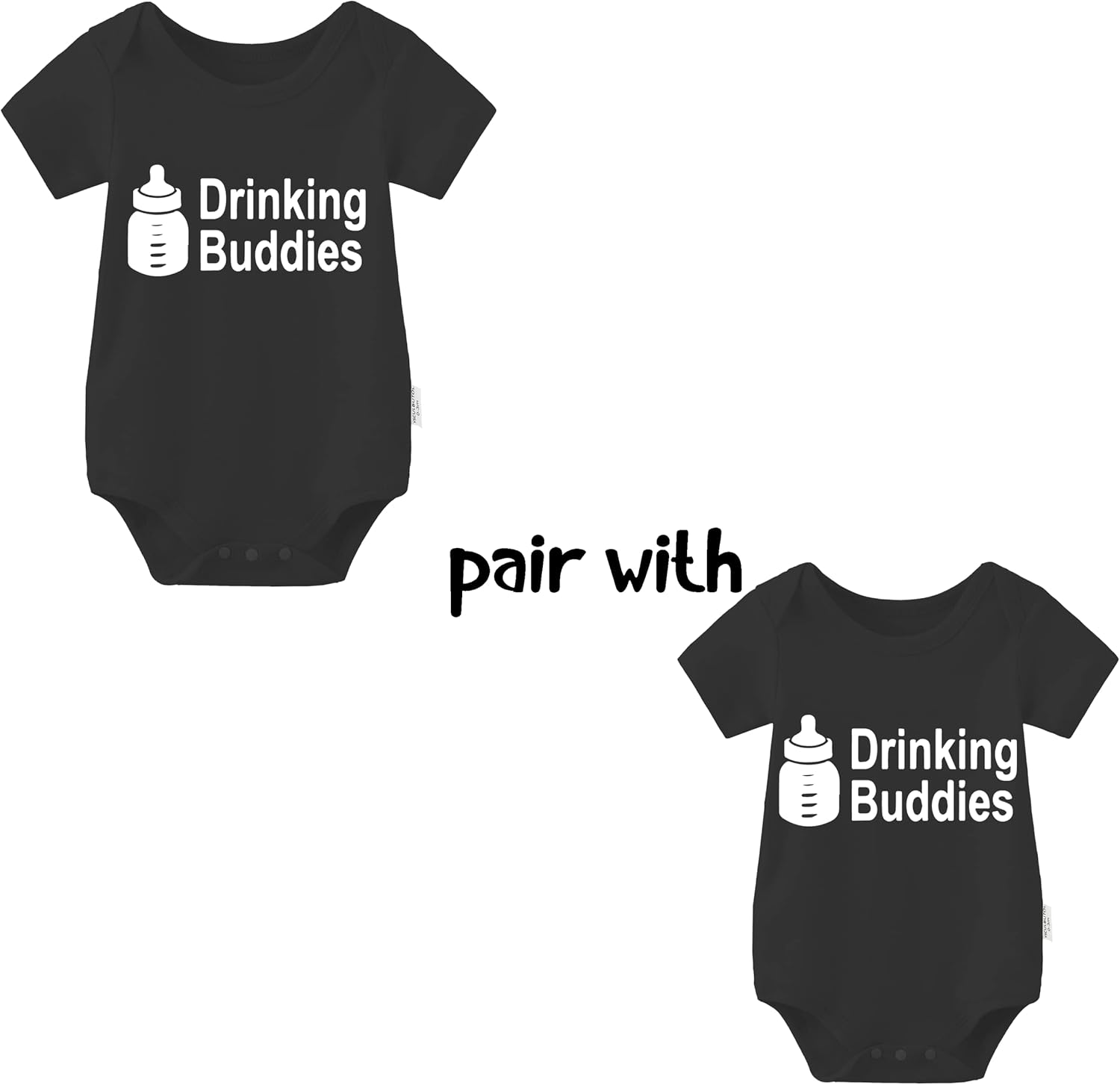 YSCULBUTOL Baby Twins Bodysuit Drinking Buddies Newborn Baby Romper Twins Boy Girl Matching Outfits Triplets Set - Image 2
