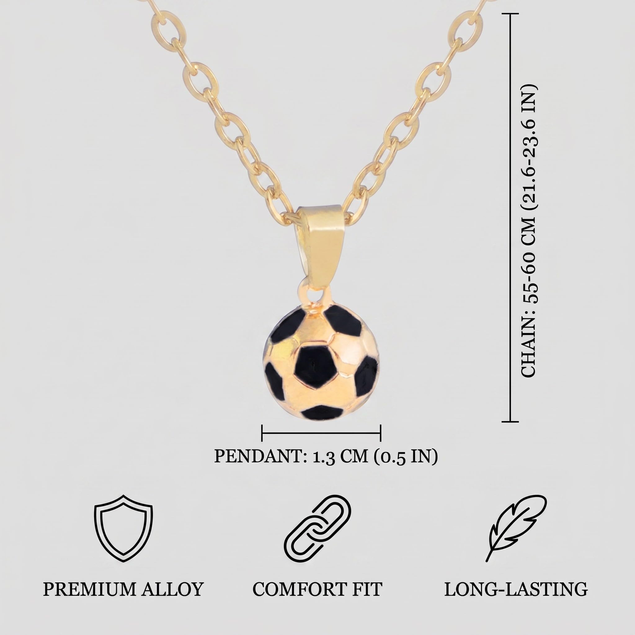 2 colliers avec pendentif football en alliage (or + argent), football accessoire et accessoire foot, cadeau foot idéal comme idée cadeau fan de foot, cadeau garcon pour enfants et supporters