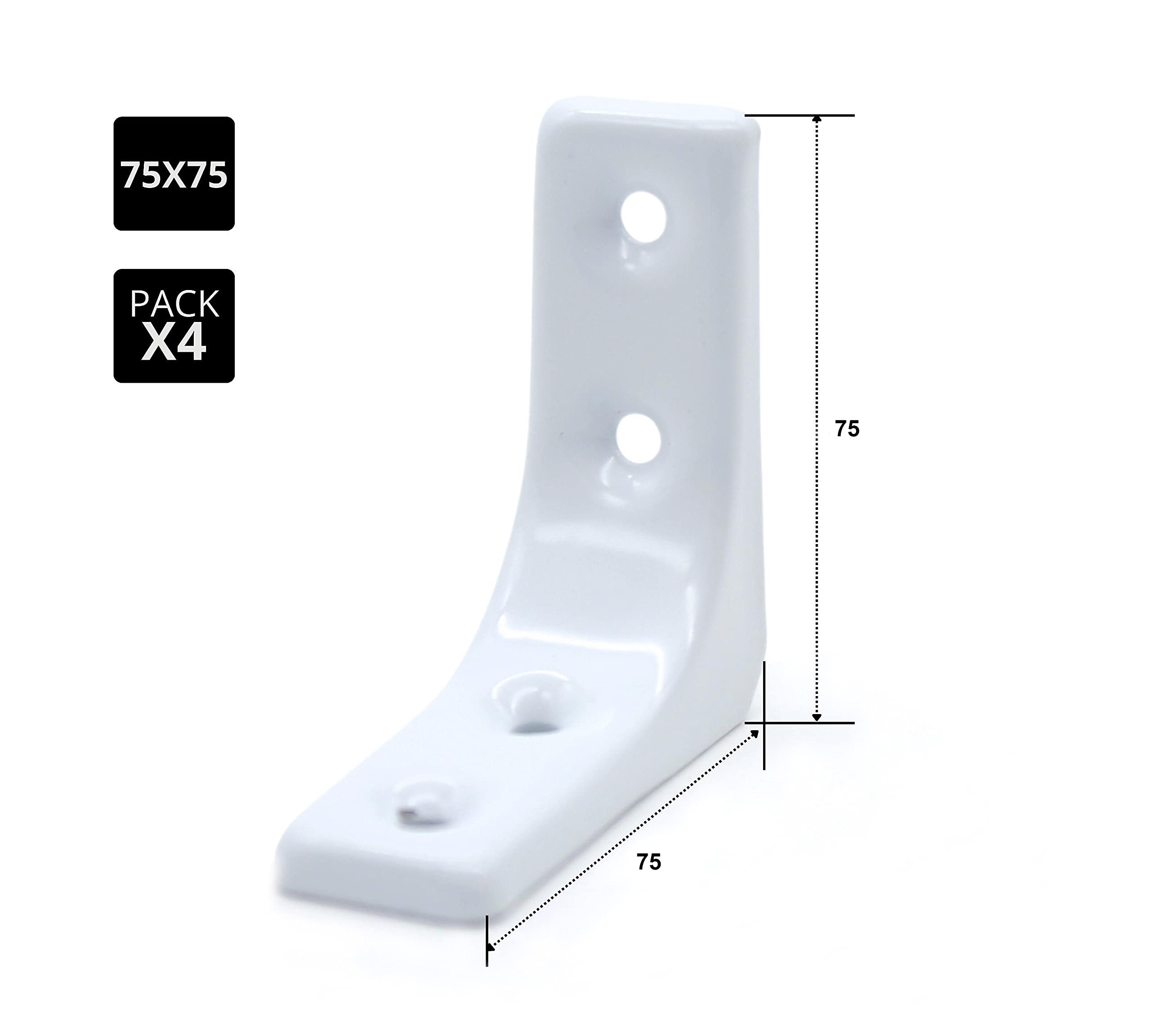 DOJA Barcelona | Staffe per Mensole Piccole | Confezione da 4 staffe a L | 75x75mm | Acciaio Zincato | Staffe per Mensole in Legno, Staffe Mensole Garage, Supporti Angolari Doghe in Legno, Tavolo…