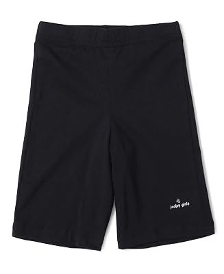 Jockey SG03 Girl's Super Combed Cotton Elastane Stretch Shorties with Ultrasoft Waistband_Black_7-8 Yrs