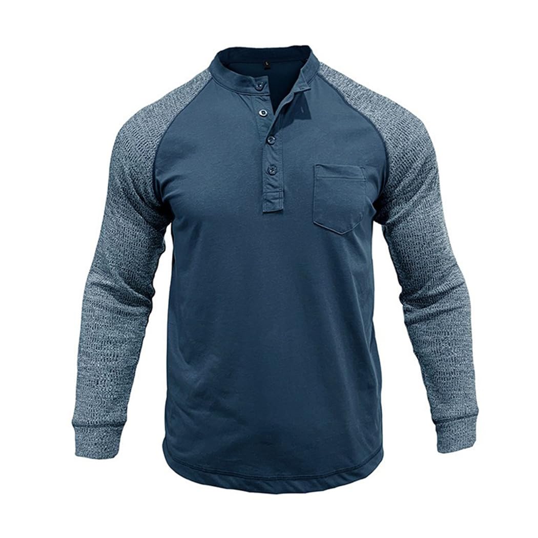 Henley T-Shirts pour Hommes Chemises à Manches Longues Détendu en Forme Tee Shirt Décontracté Homme Douce et Confortable CS44