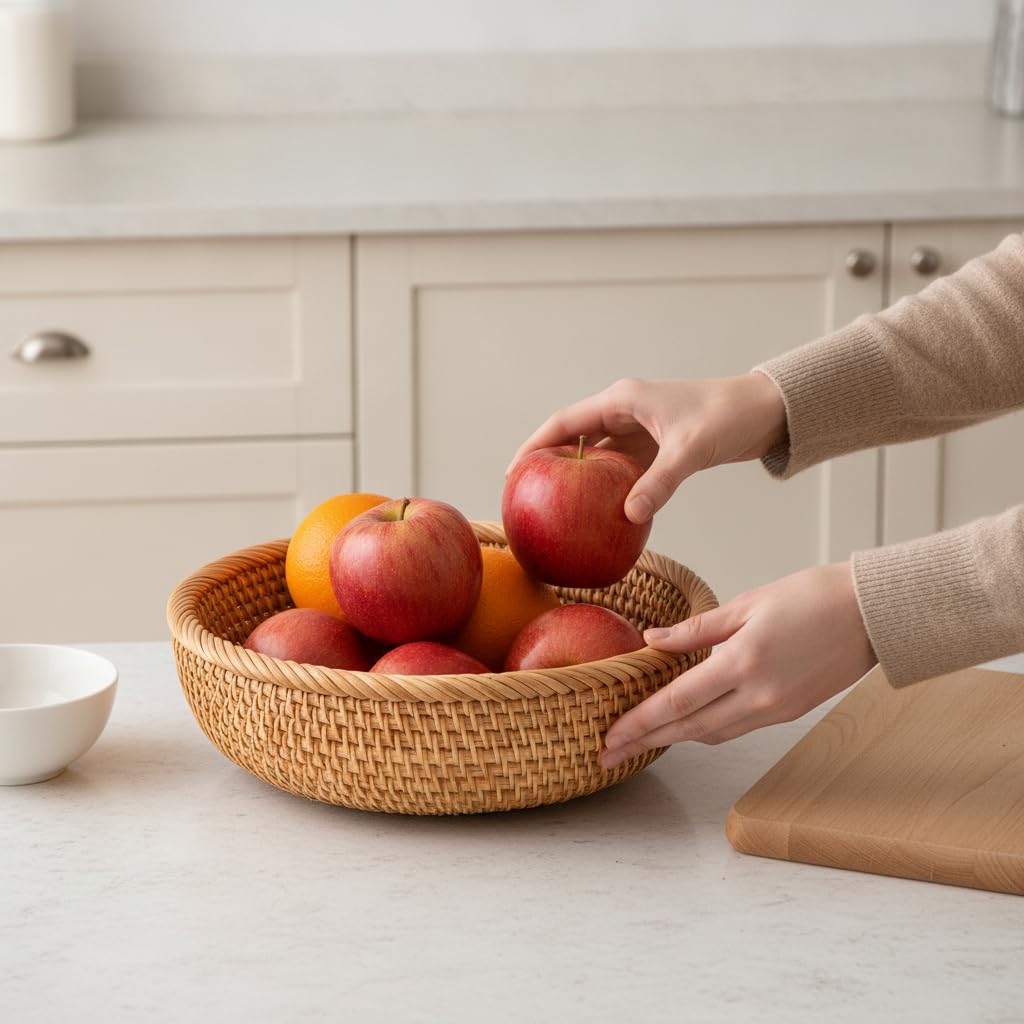 Cesta s Mimbre Tejida a Mano, Grande: 26×11, 26