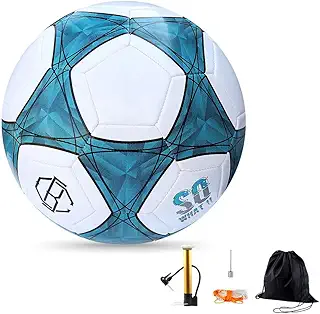 NUBAGO サッカーボール 3号 4号 5号 小学生 幼稚園 学校 スポーツ用品 空気入れ ネット付き 試合 軽量 練習用サッカーボール 子供用 室内 屋外兼用 フットサルボール 耐久性 耐摩耗性 ブルー