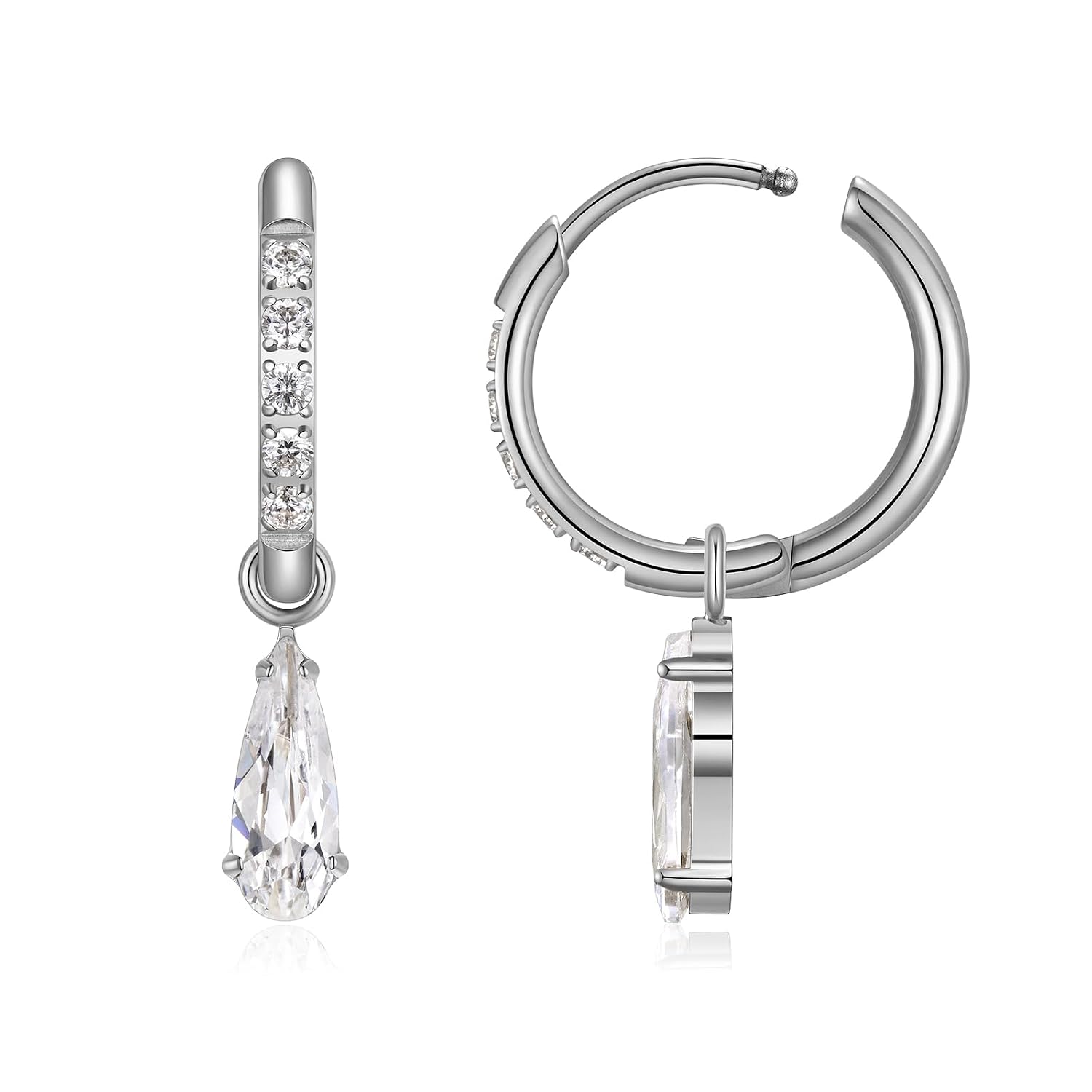 2PC ASTM F136 Titanium Waterdroplet Huggies Earrings for Women