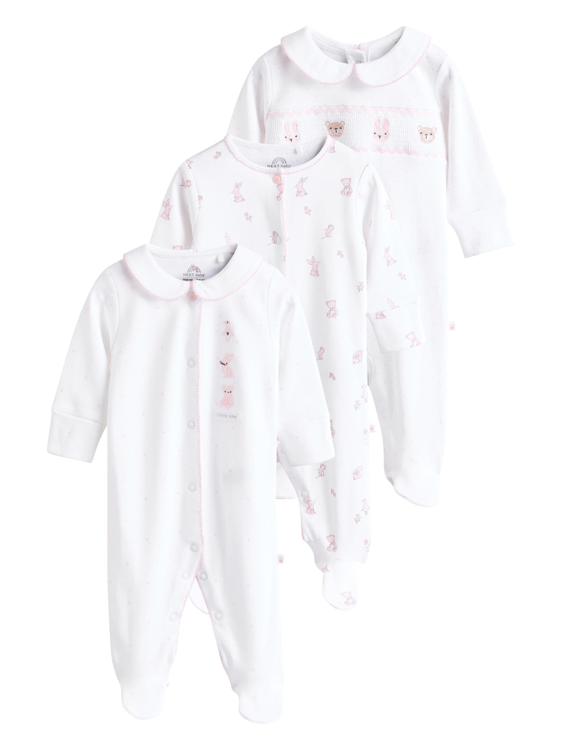 NEXT Bebés niña Pack de 3 Pijamas Tipo Pelele con Cuello para bebé