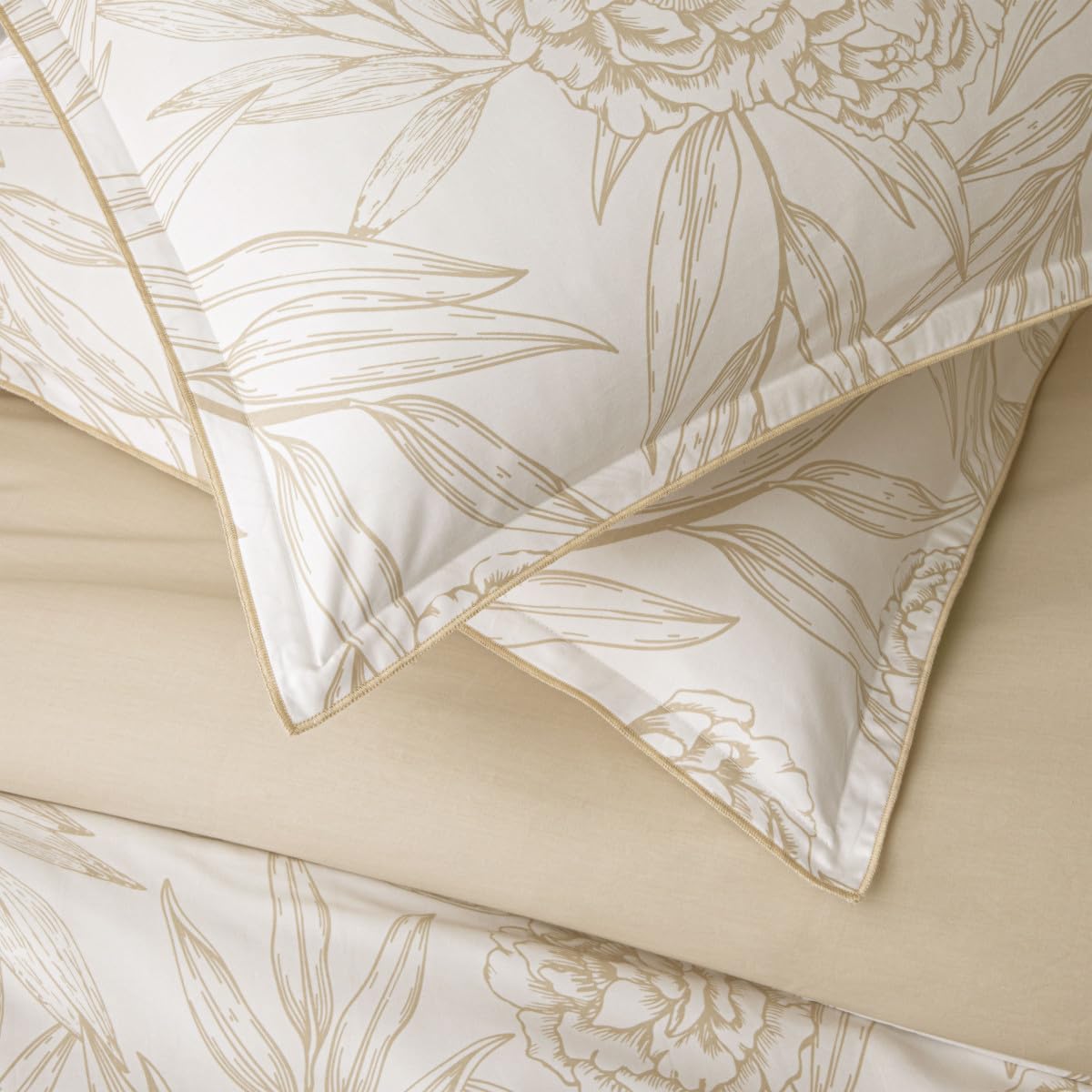 Future Home Parure de lit 2 Personnes Suzanne en Satin de Coton réversible - Housse de Couette + 2 taies d'oreiller 63x63cm - 100% Satin Coton - 120 Fils/cm² - Blanc - Finition Boutons