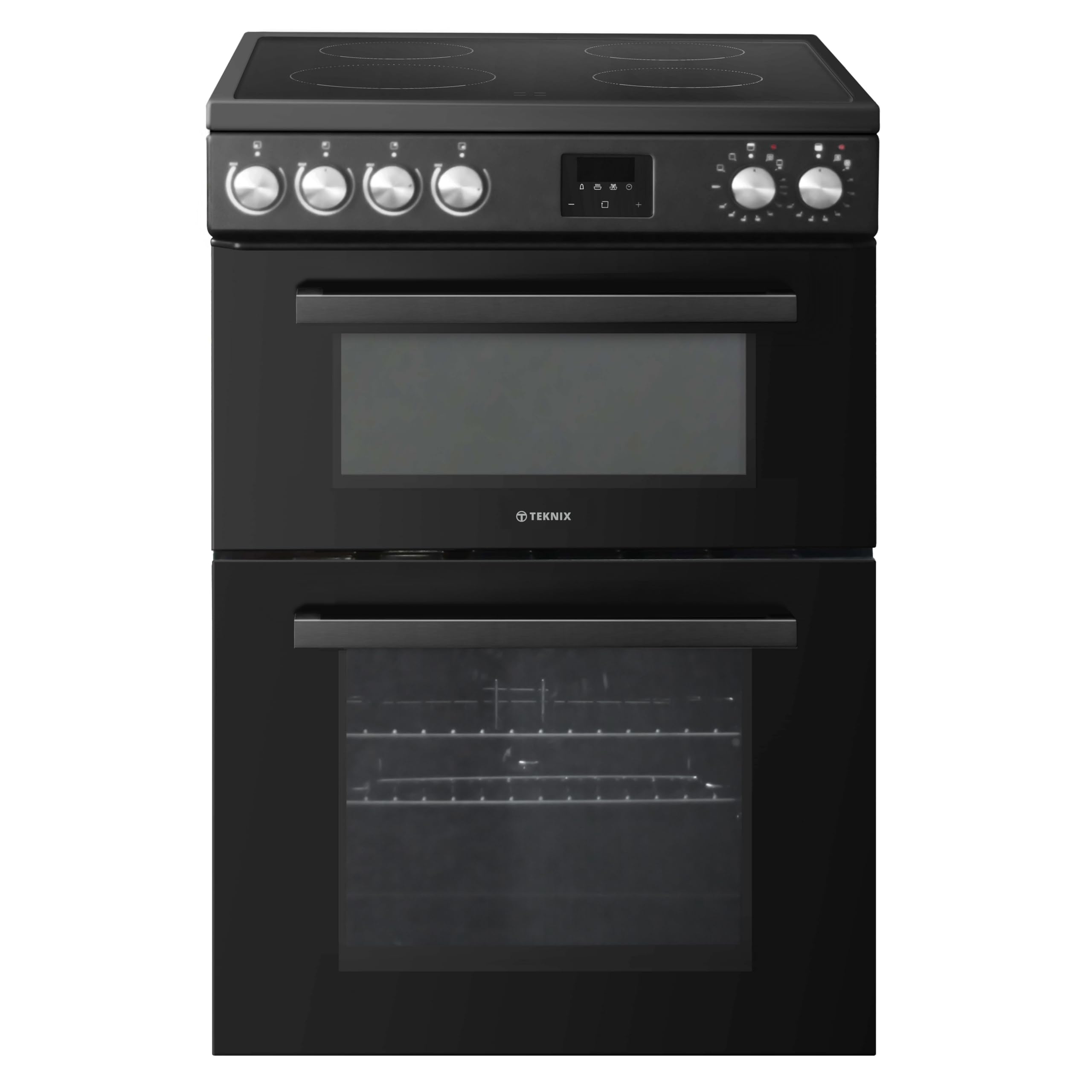 Teknix TKED64B 60cm Ceramic Double Oven Electric Cooker - Black