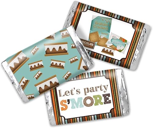 S'more Fun With Friends S'mores - Mini envoltorios de calcomanías de chocolate para niños, 45 etiquetas envolventes de 1.4 x 2.6 pulgadas por