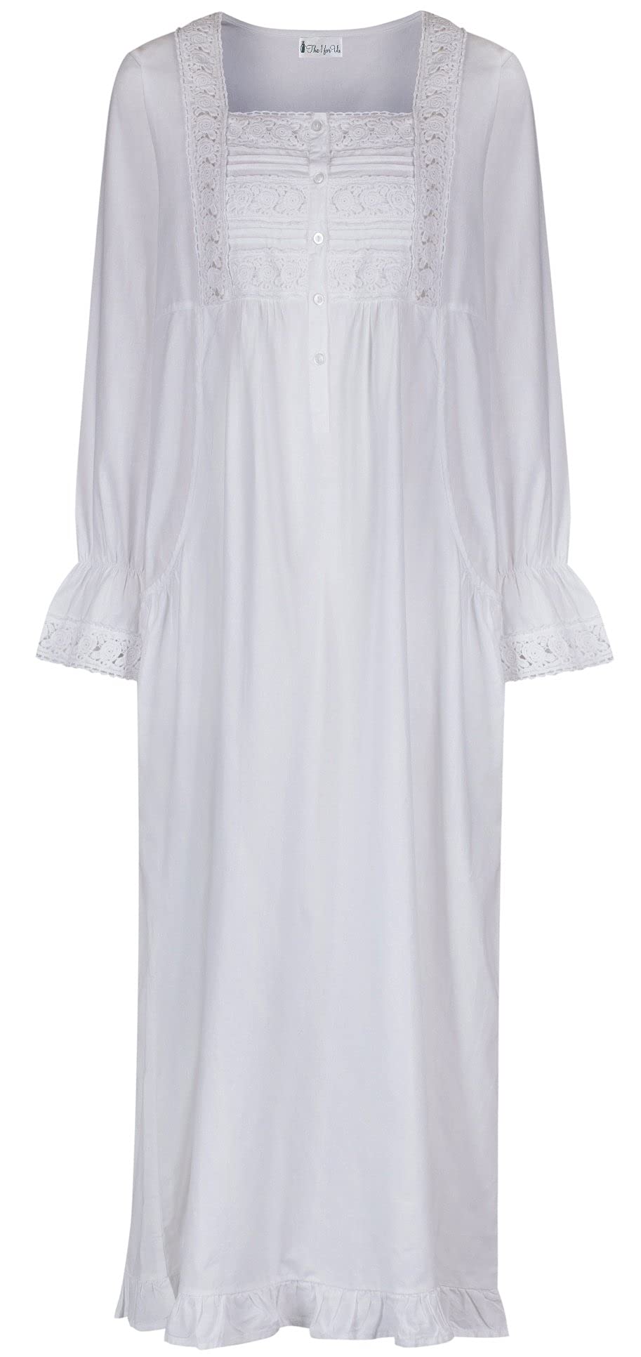 The 1 for U 100% cotone, maniche lunghe, camicia da notte con tasche, 7 taglie Isabella