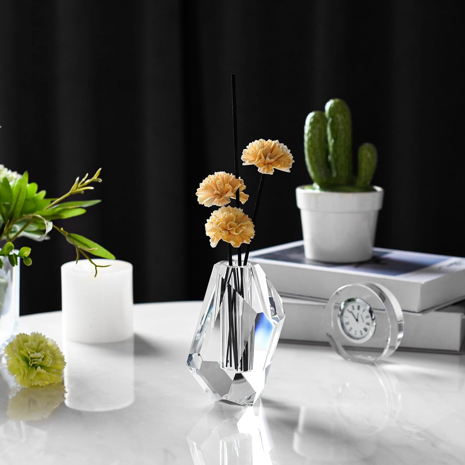 Crystal Vases can be Tilted,Living Room, Dining Table Centerpieces Decor, Aroma Bottle (2.6"×4.7")