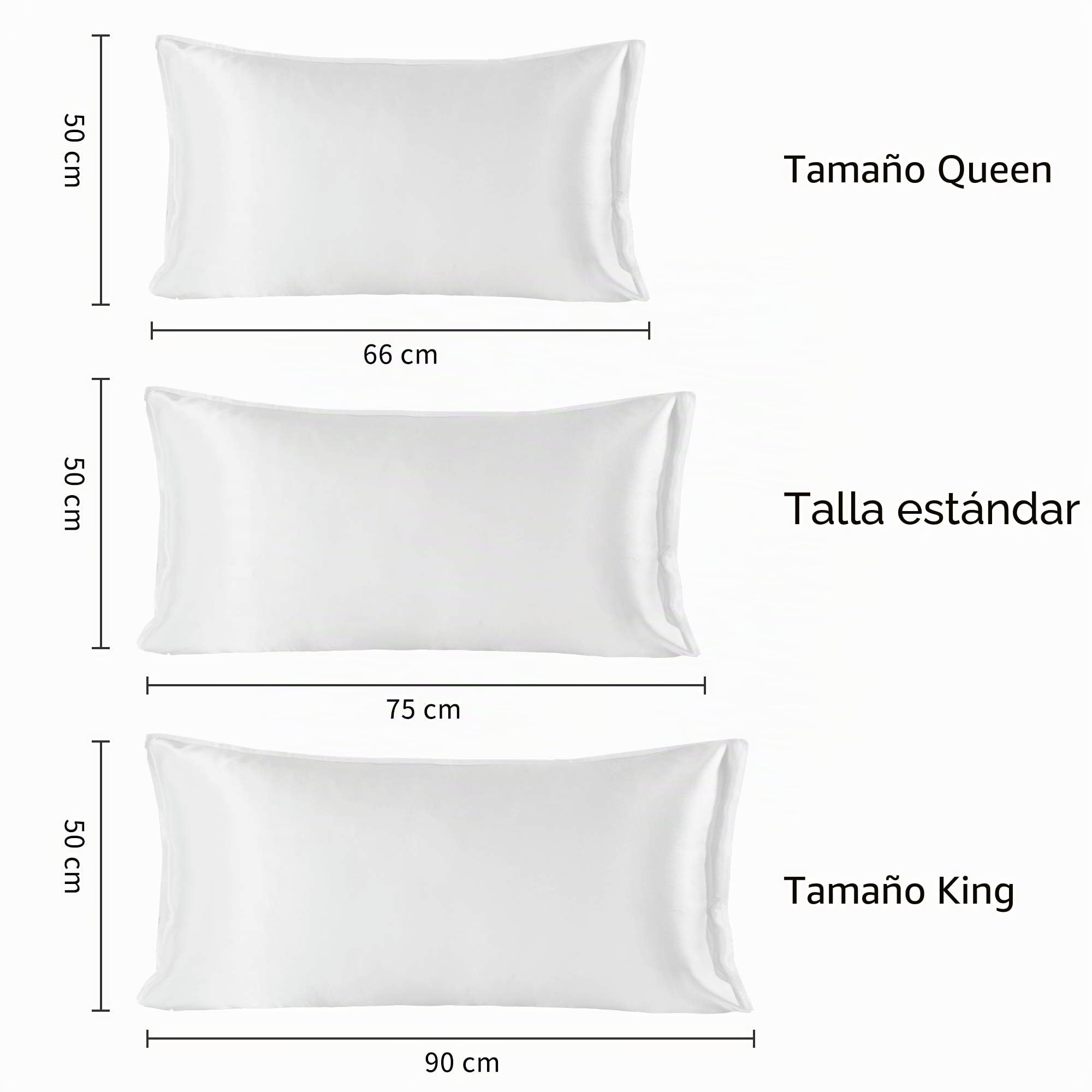Fundas de Almohada de Seda 100% Morera Natural 20 Momme, Suaves y Cuidado de la Cabello Fundas de Seda para Almohadas 2 Piezas Blanco (50 * 75cm)