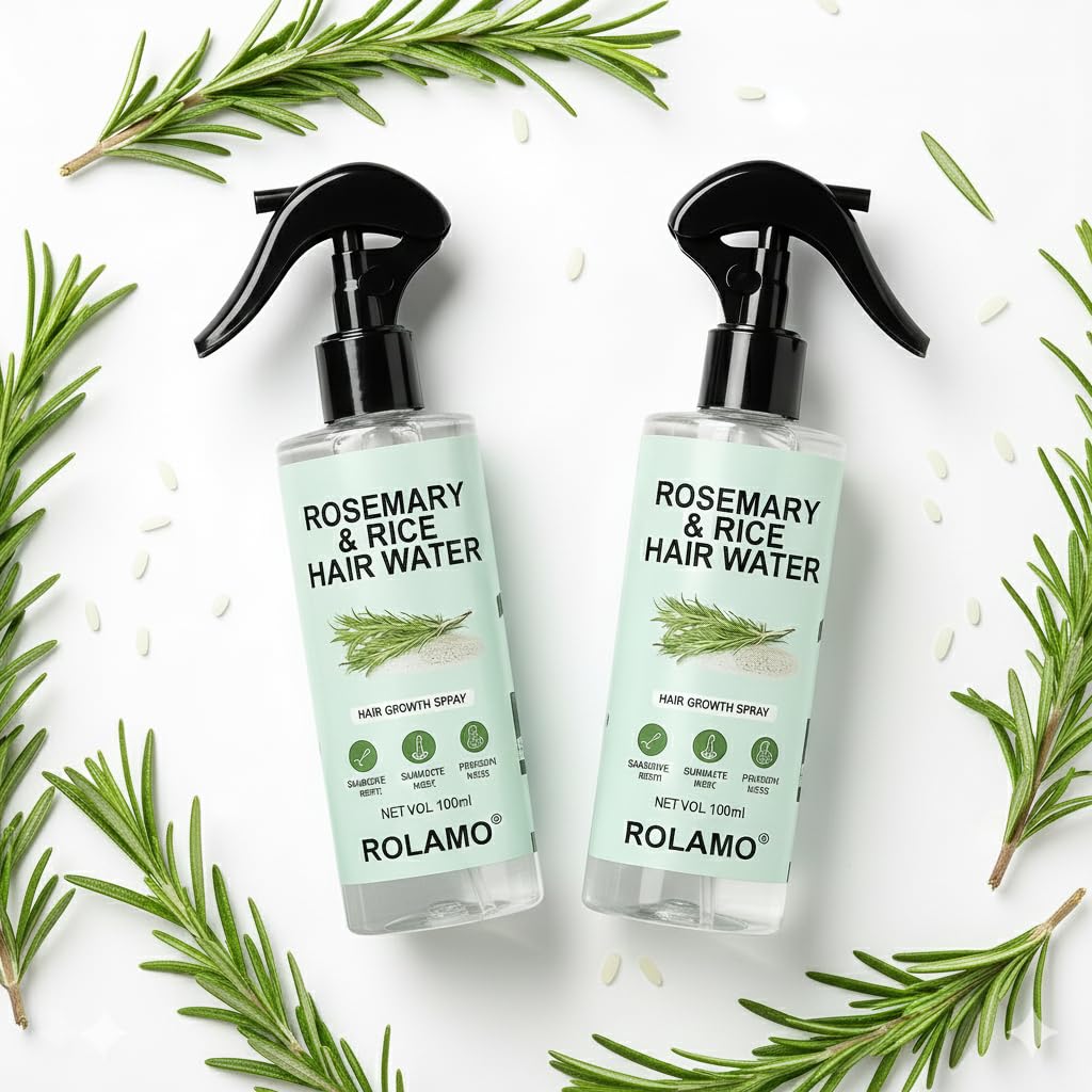 ROLAMO Rosemary and Rice Water Spray for Hair Growth & Hair Thickness with Rice Water |100% Natural Extract | Soft & Smooth Hair| rosemary hair spray I Controls Hairfall| Non-Greasy & Fast Absorbing| Grate Indian Festival Diwali Gift (100 ml, Rosemery Rice Water)-picture-26