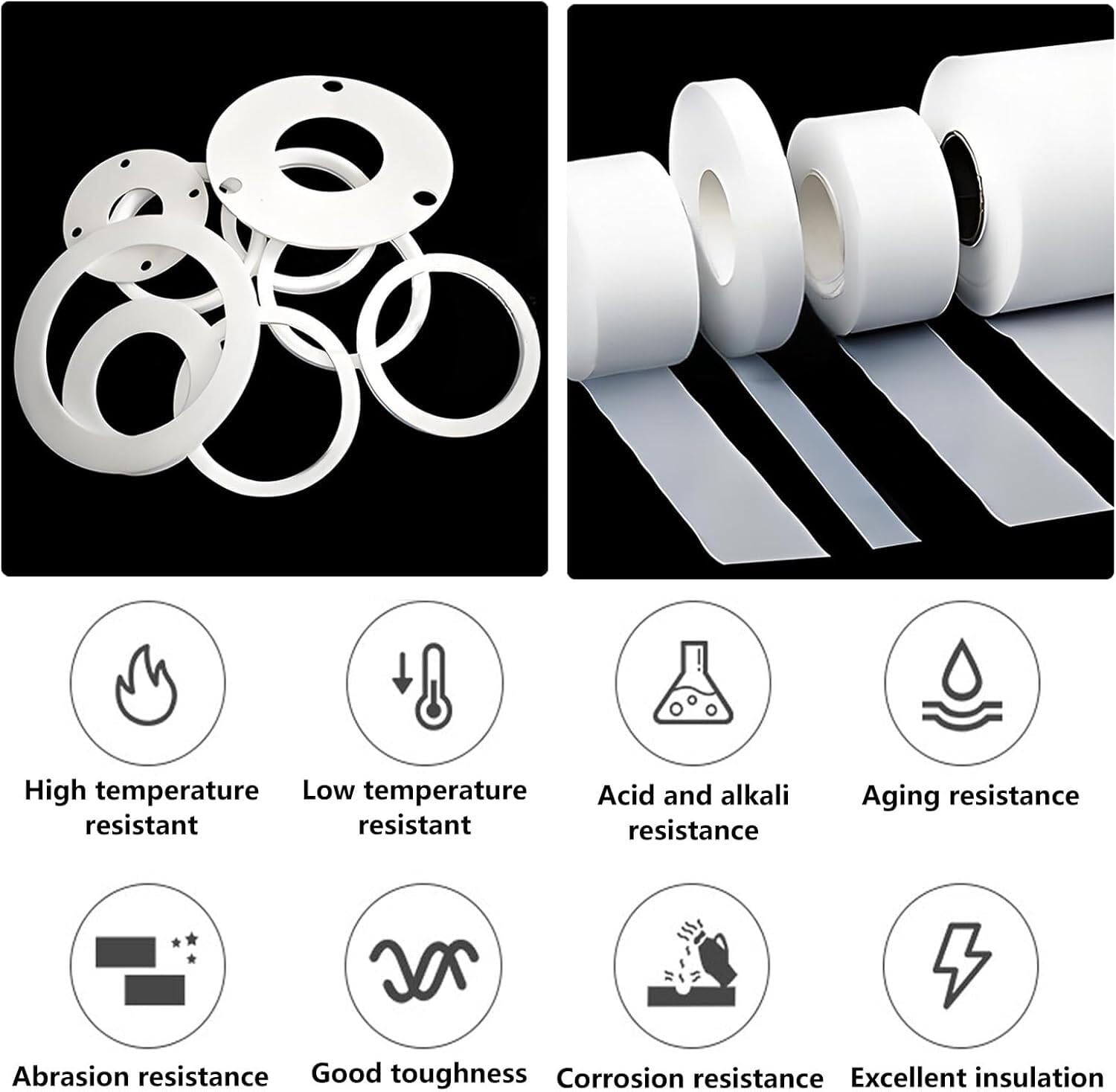 Teflon-Ptfe-Folienrolle, 1 m, 0,08–1 mm, antihaftbeschichtete Hochtemperatur-Isolierfolie, ideal for Abdichtung, Maschinenwartung, Laborarbeiten und Handwerk