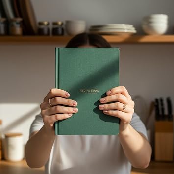 Fark Tanıtım Tarif Defteri – A5 Boyutunda Sert Kapaklı 100+ Tariflik Recipe Journal, Ölçü Tablosu, Not Alanı, İndeks ve Şef Soruları (Yeşil)