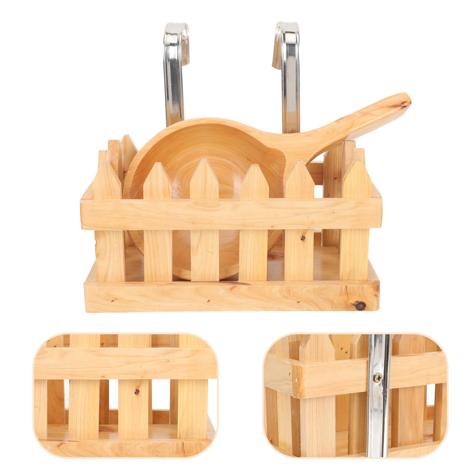 Cestino Portaoggetti in Legno per Bagno Supporto a Parete Cesto Appeso per Secchio da Bagno Accessorio Pratico per Mestoli D'acqua
