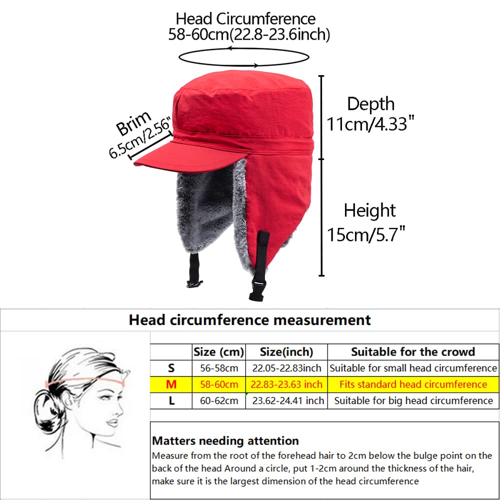HunterBee Red Winter Trapper Hunting Hat with Visor Elmer Fudd
