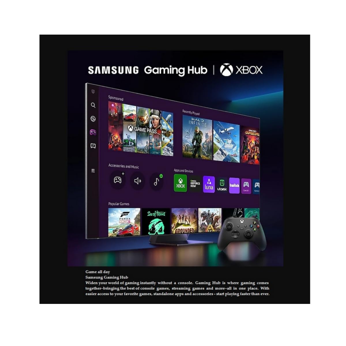 Samsung 50" Class Crystal UHD U7900F (2025) 4K Smart TV HDR 10+ Motion Xcelerator Bluetooth Bixby, Alexa, Google Assistant with Wall Mount(Renewed)