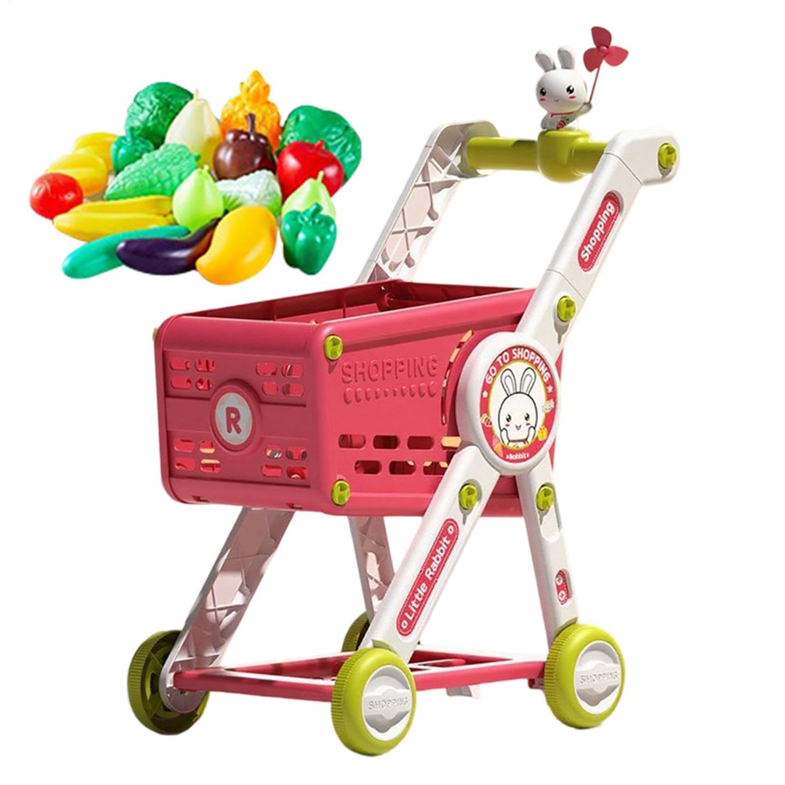 Spielzeug-Einkaufswagen Interaktives Rollenspiel mit Lernspielküche | Spiellebensmittel-Kindereinkaufswagen Spielküchen-Zubehör für Mädchen Kleinkinder Kindergartenkinder Geburtstag Feiertage