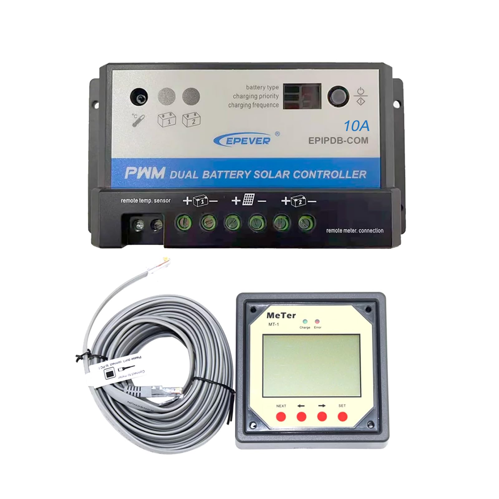 Regolatore Di Carica Solare EPEVER EPIPDB-Com 20A PWM - Per 2 Batterie 12/24V, Con Display Telecomando