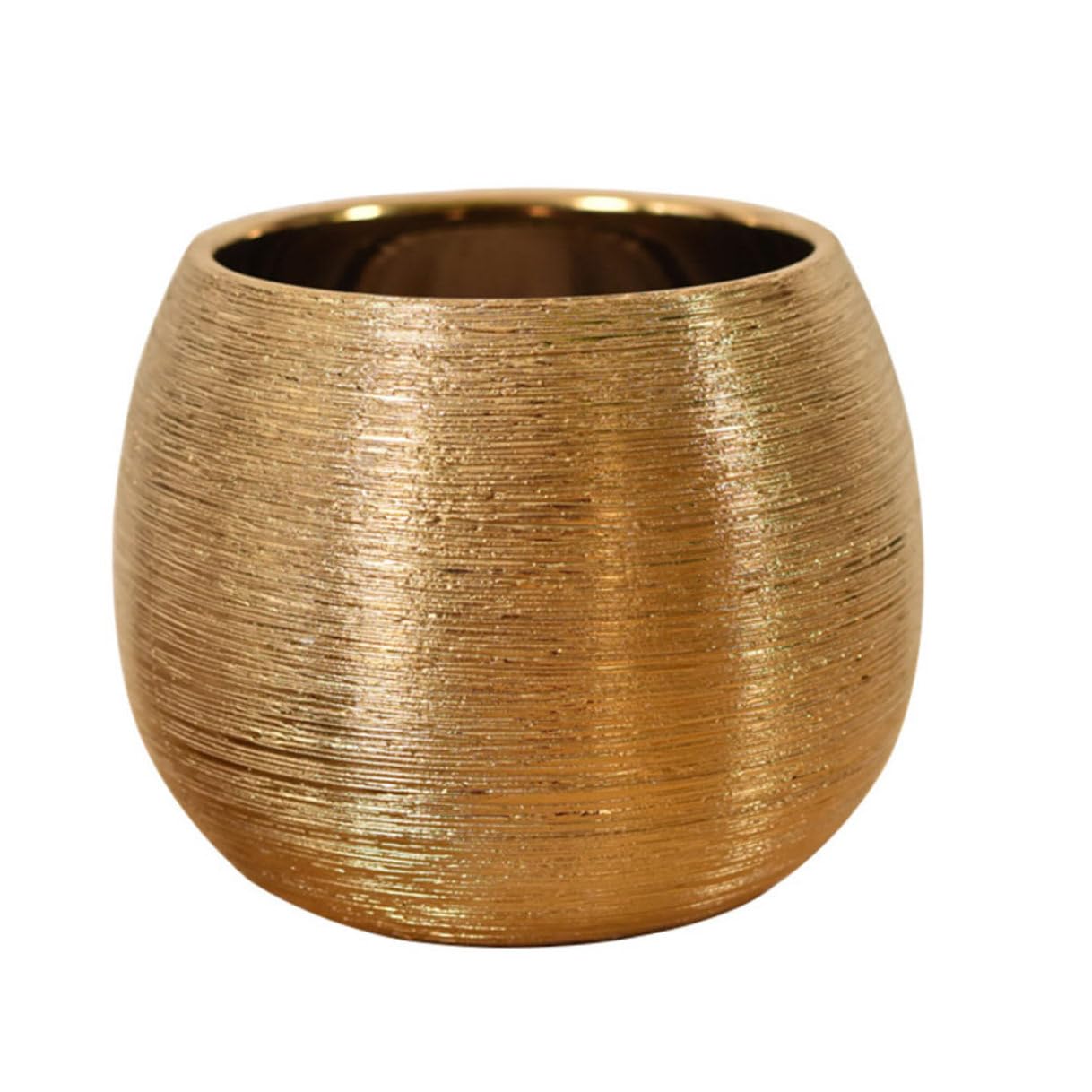 Pot de fleurs pour succulentes COLLBATH rond en céramique dorée chic