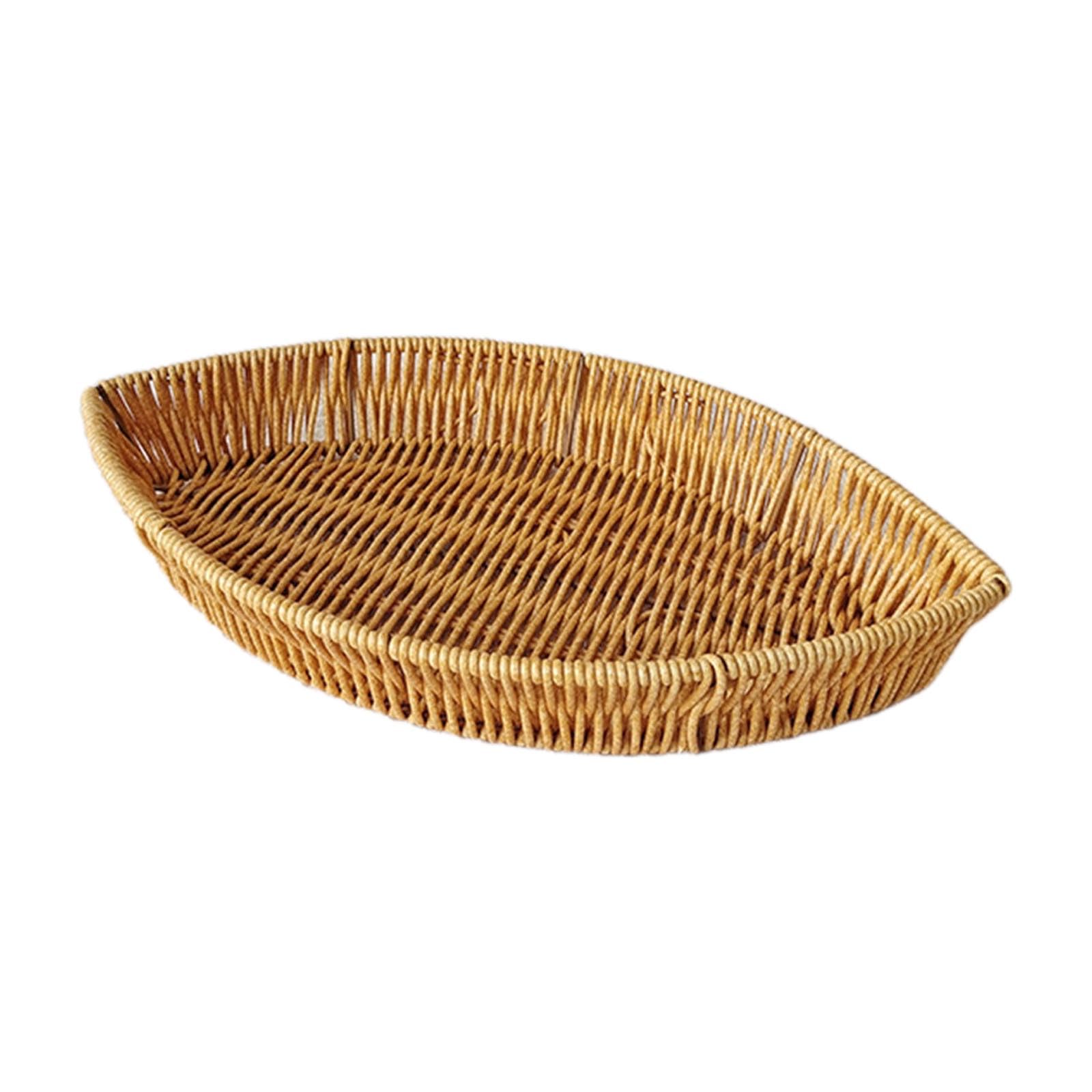 Buxuaaaa Snacks Storage Plate Bread Imitation Rattans Shaped Fruit Tray for Everyday Use Kitchen Organizers Imitation Rattans Basket