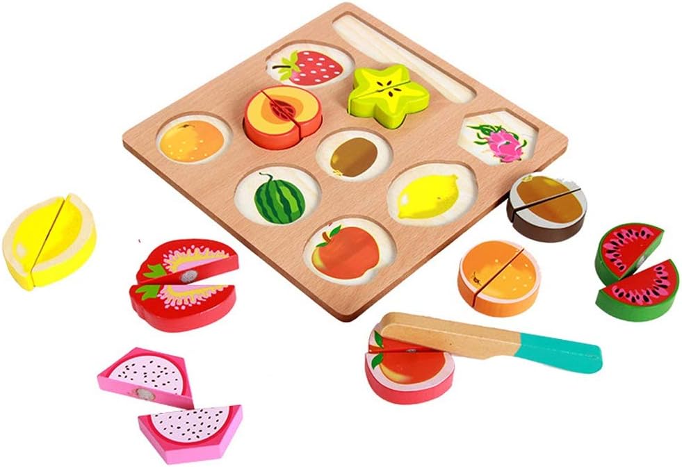YONGMEI Wooden Food Cutting Game， Wooden Play Food Fruit Toys and Vegetables Toys
