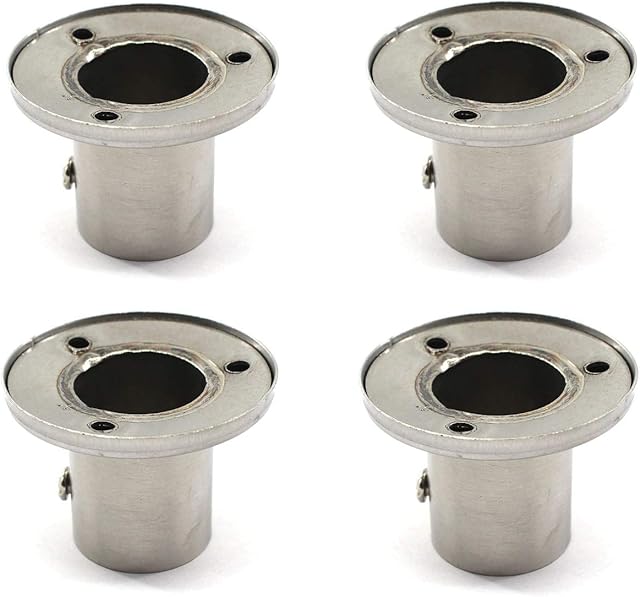 Annakideya 304 stainless steel heavy duty wardrobe rod bracket closet shelf support flange curtain rod holder end support M25 Pack of 4