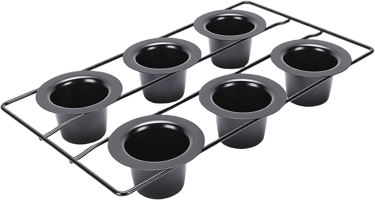 FOSA 6 Cup Popover Pan, Deep Non Stick Carbon Steel Bakeware with Even Heating for Baking Popovers Muffins Puddings and Easy Cleanup