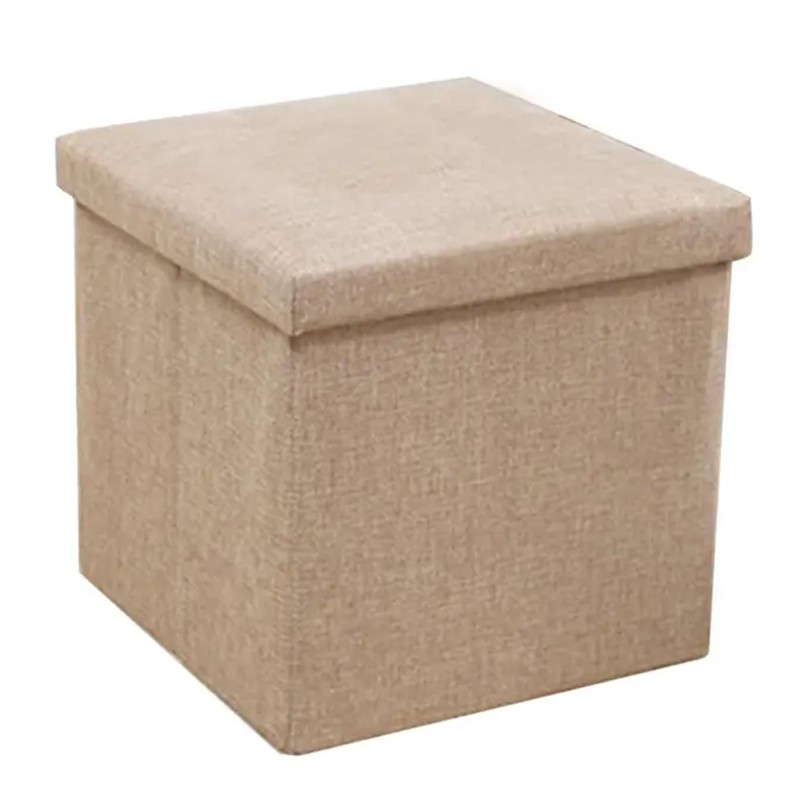 Tabouret de Rangement Pliable et Repose-Pieds en Tissu Kaki Rembourré