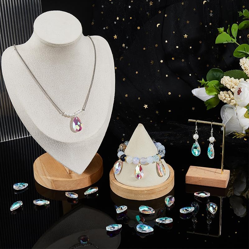 SUPERFINDINGS 50 Pcs Teardrop Crystal Charms Glass Charm Pendants Beads Water Drop Charm Beads for Bracelet Earrings Necklaces Jewelry Making with Hole 1.8mm - Image 5