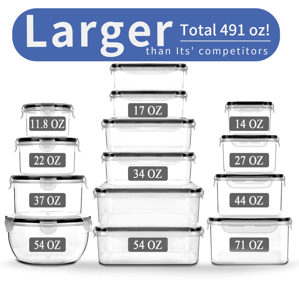 28 Pieces Food Storage Containers w/Lids EXTRA LARGE, Freezer