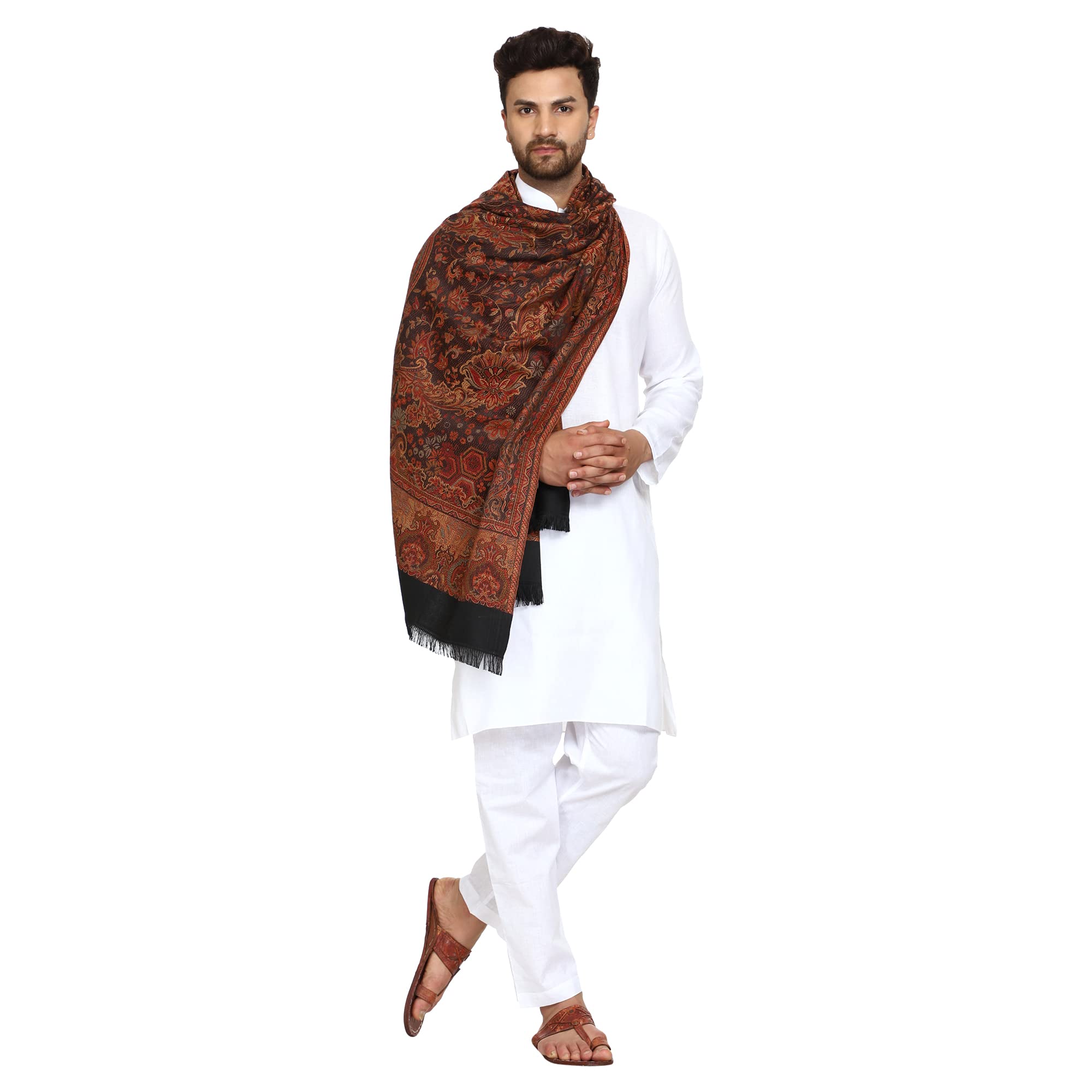 SWI WITH LABELMen's Woven Wool Shawl