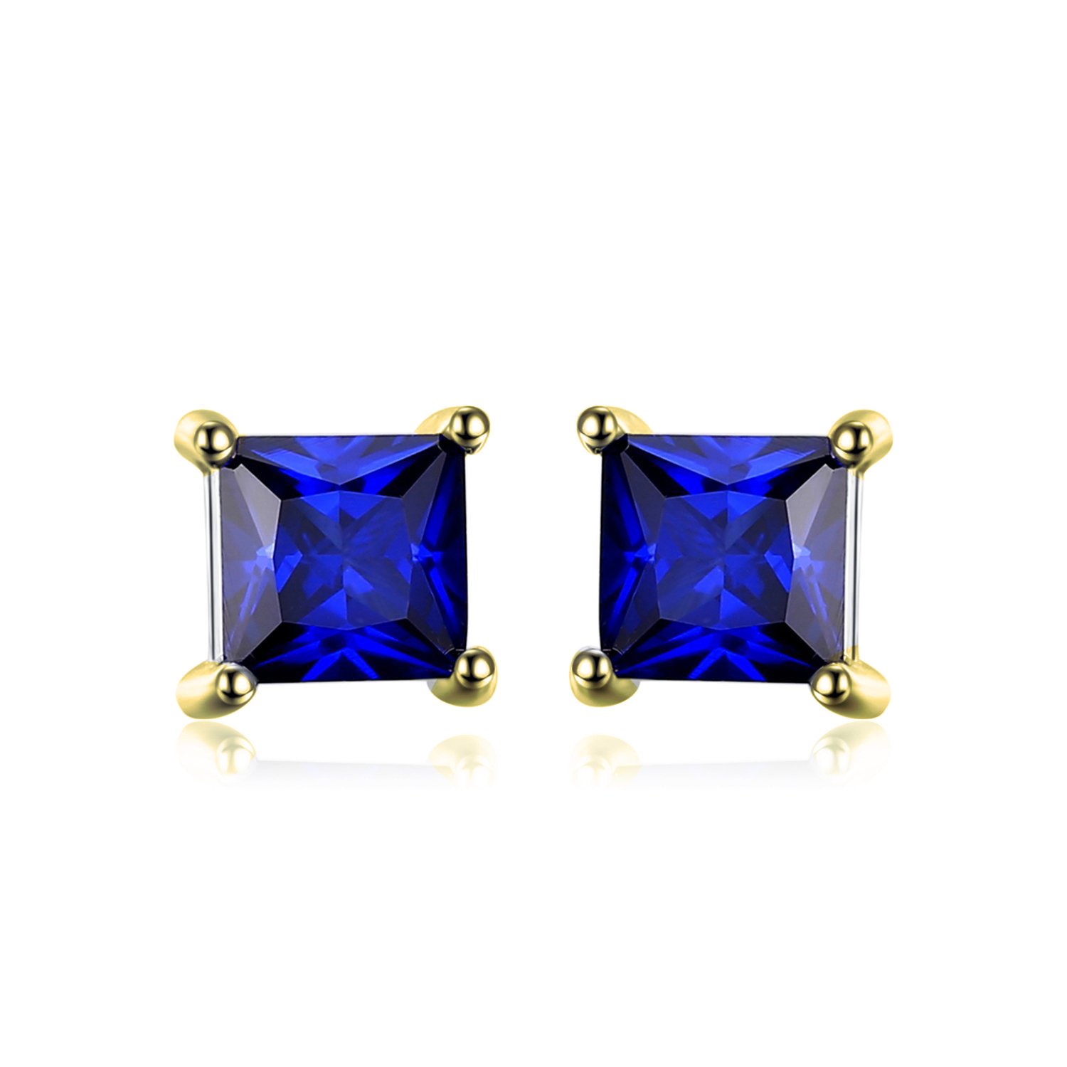 Via Mazzini Sapphire Blue Golden Square Princess Cut Crystal Earrings for Men and Women (5 mm) (B013P24TM4) Amazon Price History, Amazon Price Tracker