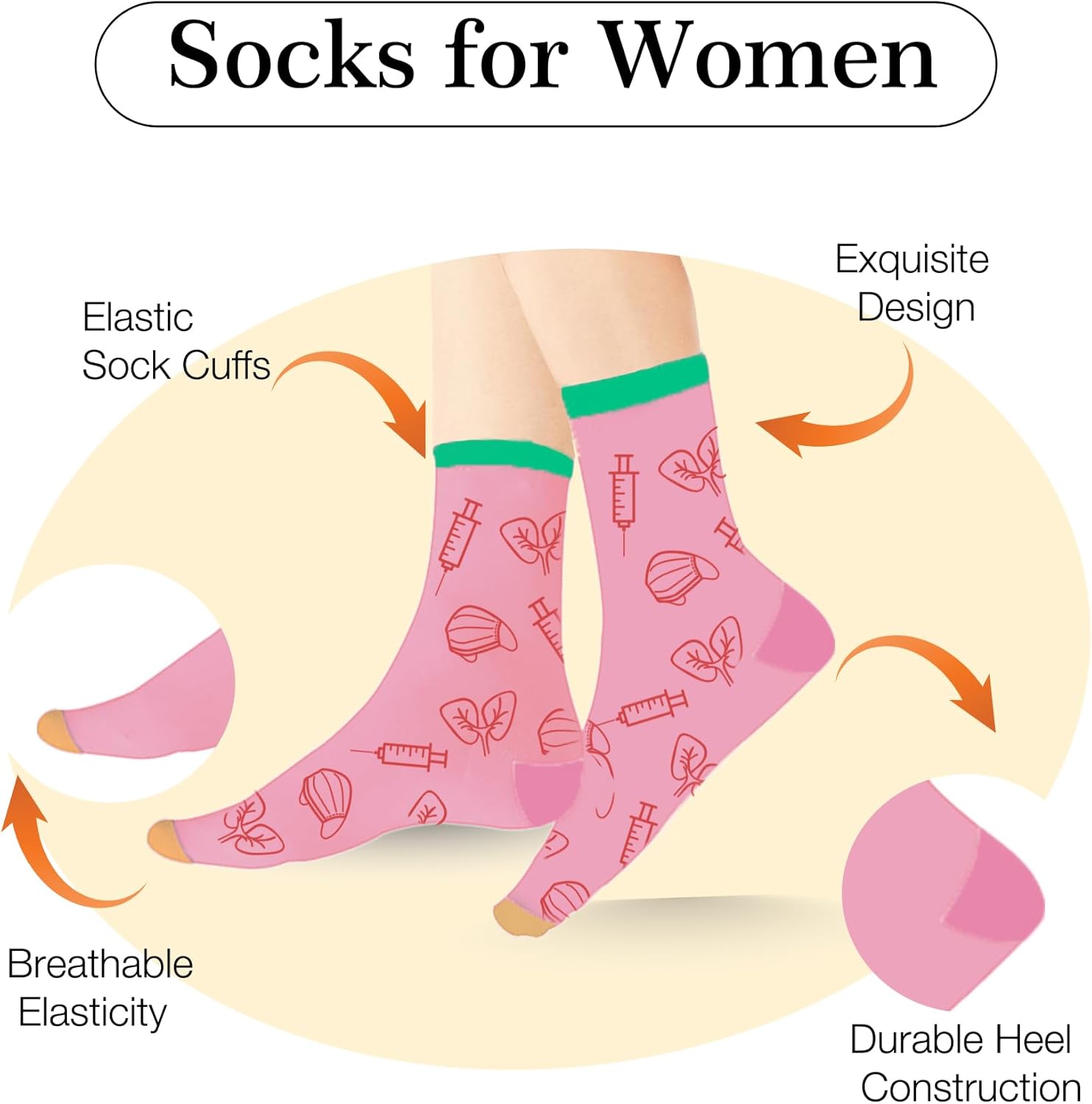 Nurse Gifts for Women - Nurse Christmas Gift Ideas,Nurses Week Gifts Graduation Presents for Nurses Day Retirement Practitioner Appreciation Gift Valentine Day Presents Womens,Pink Socks - Image 4