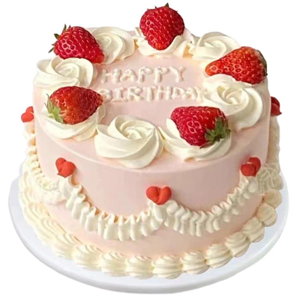 Danlai Pink Artificial Cake Model 6 Inch Realistic Fake Birthday Cake Diy Cake Models Simulation Dessert Photography Props For Bakery Shop Home Decor