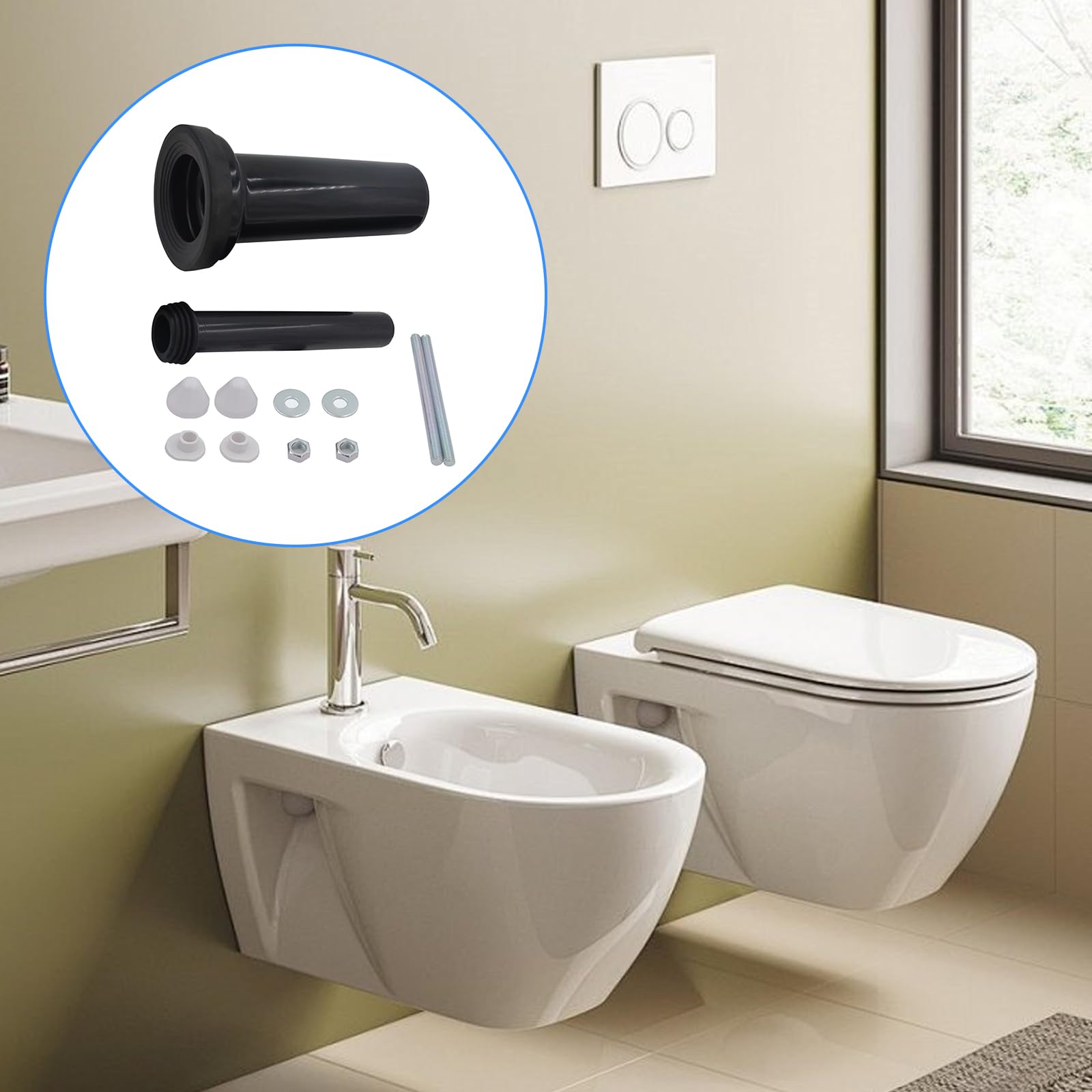 Juego De ConexióN Para Inodoro De Pared, Juego De Conexión Para Inodoro De 300 Mm Con Tubo De Descarga Tapas Para Tubo De Desagüe Junta Material De Fijación Juego De Montaje Para Inodoro De Pared