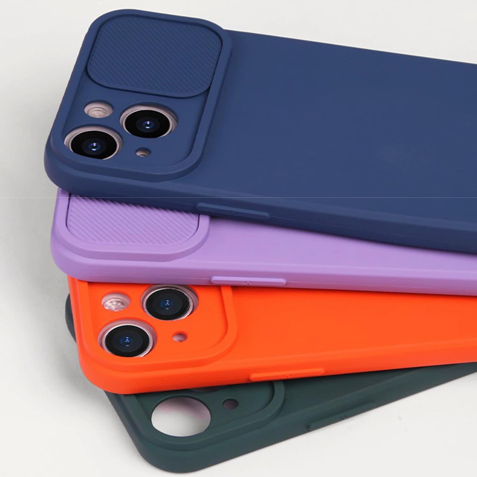HAZARA Funda para iPhone 15 Pro Max/15 Plus/15 Pro/15,Cubierta De Protección De Lente Deslizante Funda De Silicona Líquida Ultrafina Caso,Naranja,15