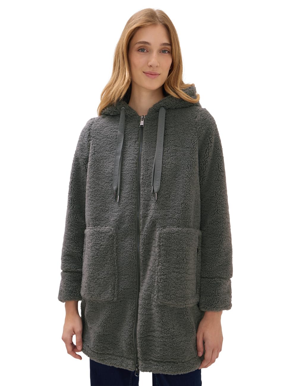 CECIL Damen Teddy Mantel mit Kapuze Pastel Olive XXL