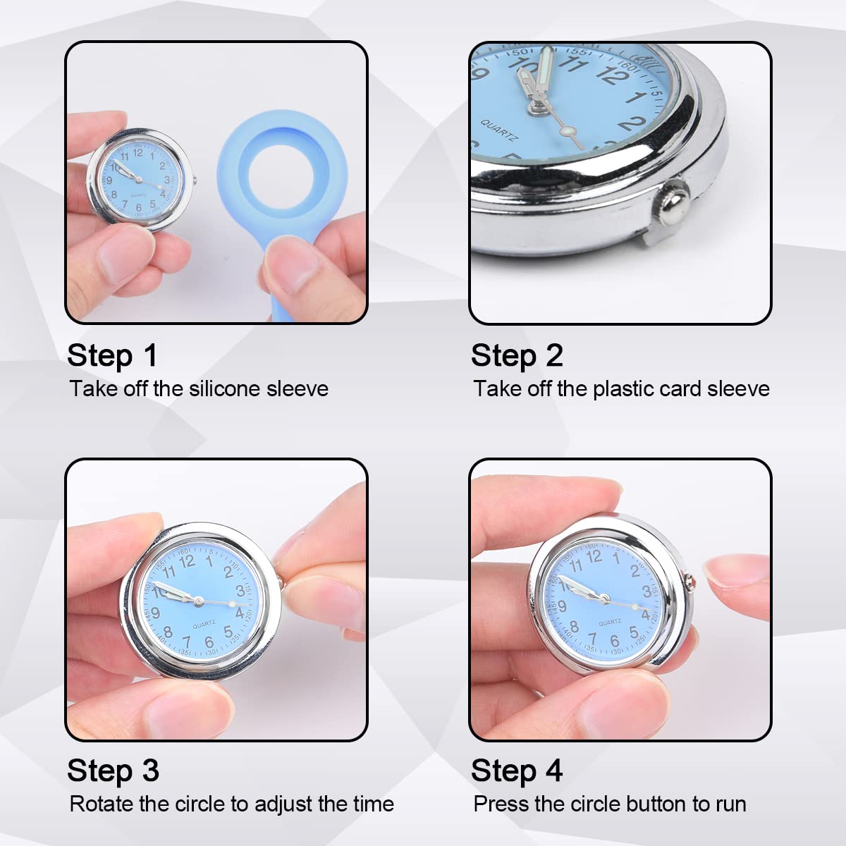Vicloon Orologio da Infermiere, 3Pcs Orologio per Infermieri in Silicone con Spilla, Infermieri Fob Medical Watch Quandrante Rotondo, Orologi da Tasca per Medici e Infermieri Paramedico