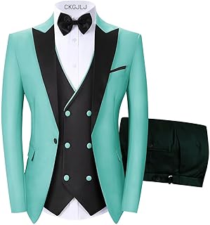 Men's Tuxedos 3 Piece Double Breasted Suit Men Slim Fit Tuxedo for Men Prom Wedding Groom Tux Suits Set Blazer Vest Pants