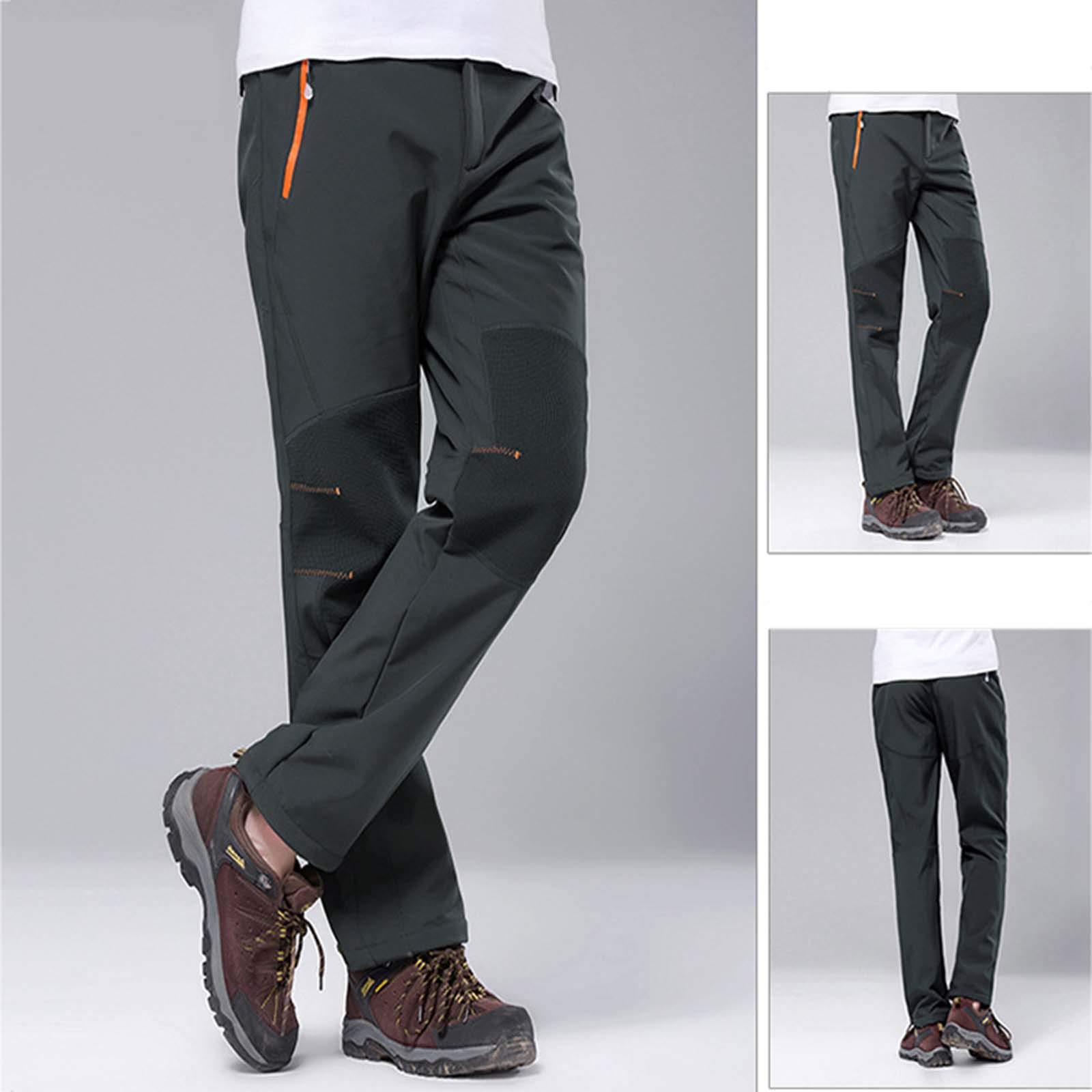 Pantalones de esquí impermeables para hombre, forro polar softshell, cálidos, resistentes al viento, para caminar y esquiar al aire libre, bolsillos con cremallera, pantalones de nieve con forro polar